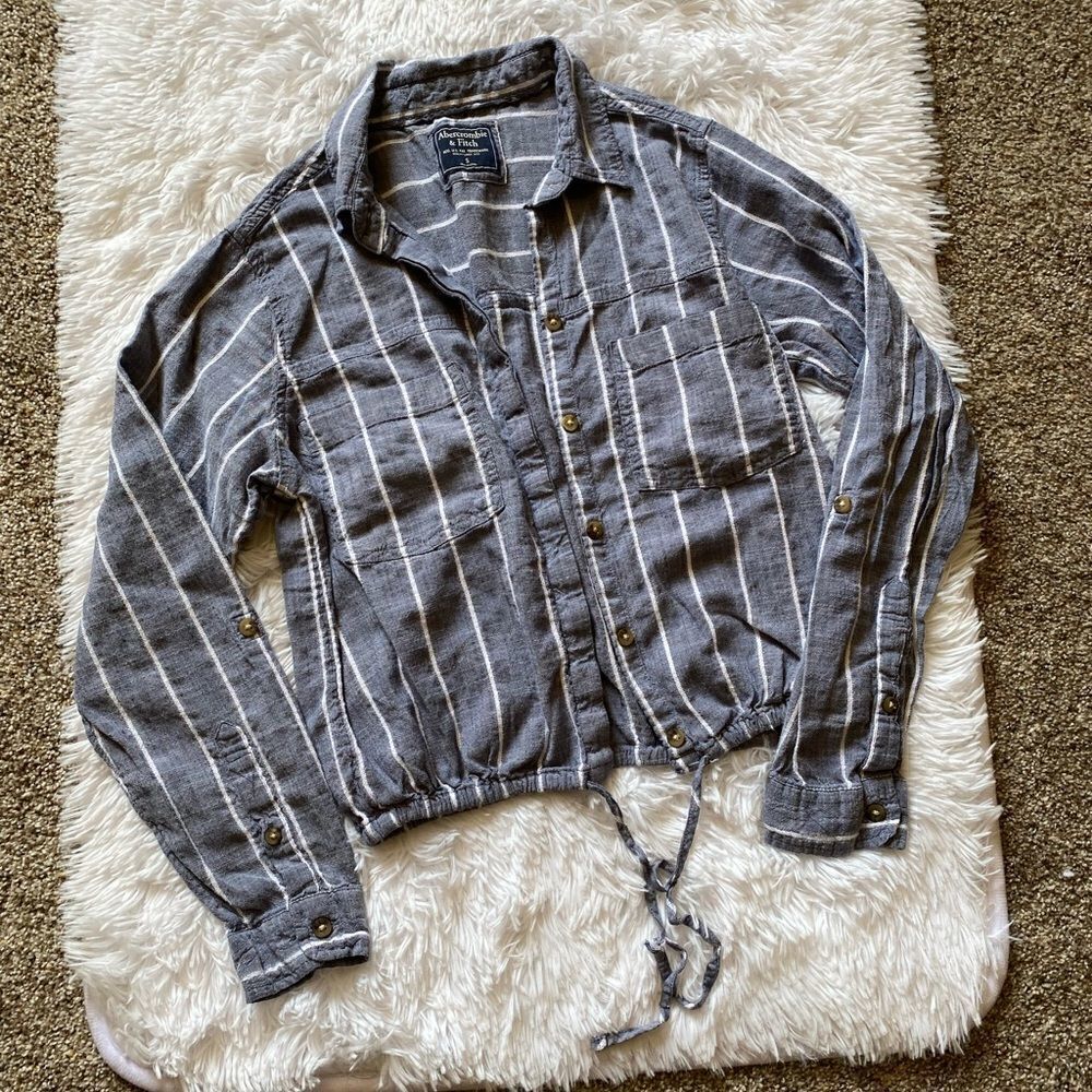 Abercrombie & Fitch Top Striped Button Down Tie Bottom Womens Size Small